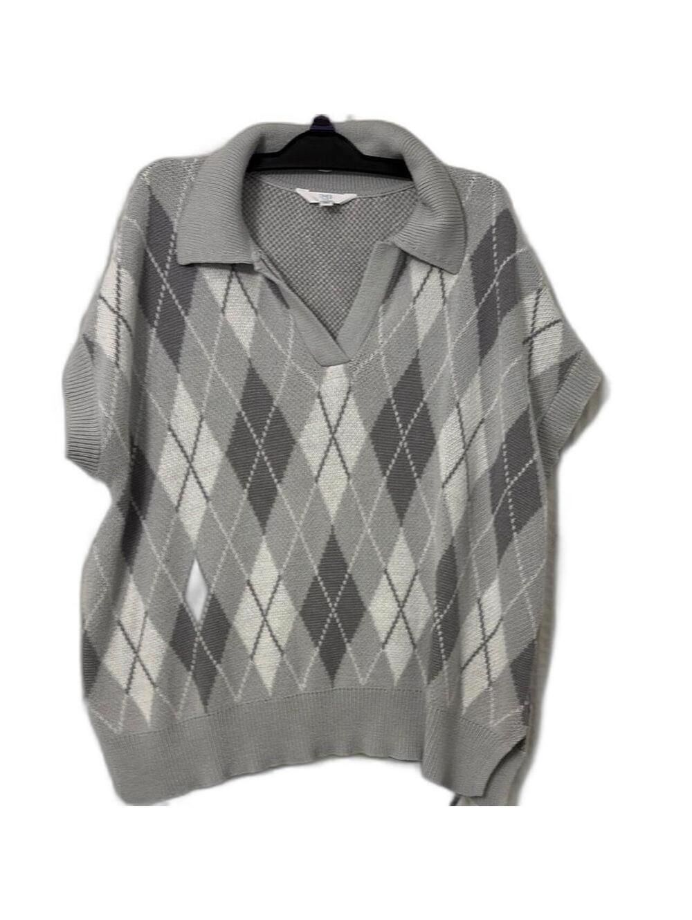 Time and Tru Women's Grey and White Sweater-XL